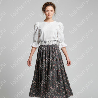 Блуза Варенька, хлопок, шитье- фото 1