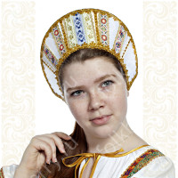 Кокошник Ася, белый в золоте