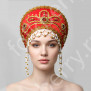 Кокошник Отрада, красный с серебром- фото 1