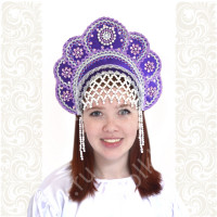 Кокошник Москвичка, фиолетовый с серебром